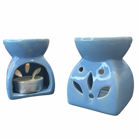 Ceramic Tea Light Wax Melt / Oil Burner - Blue