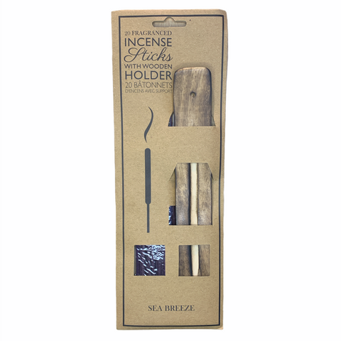 Sea Breeze - 20 Scented Incense Sticks With Wooden Holder