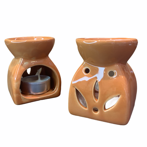 Ceramic Tea Light Wax Melt / Oil Burner - Terracotta